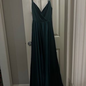 Dark green B Darlin satin maxi dress